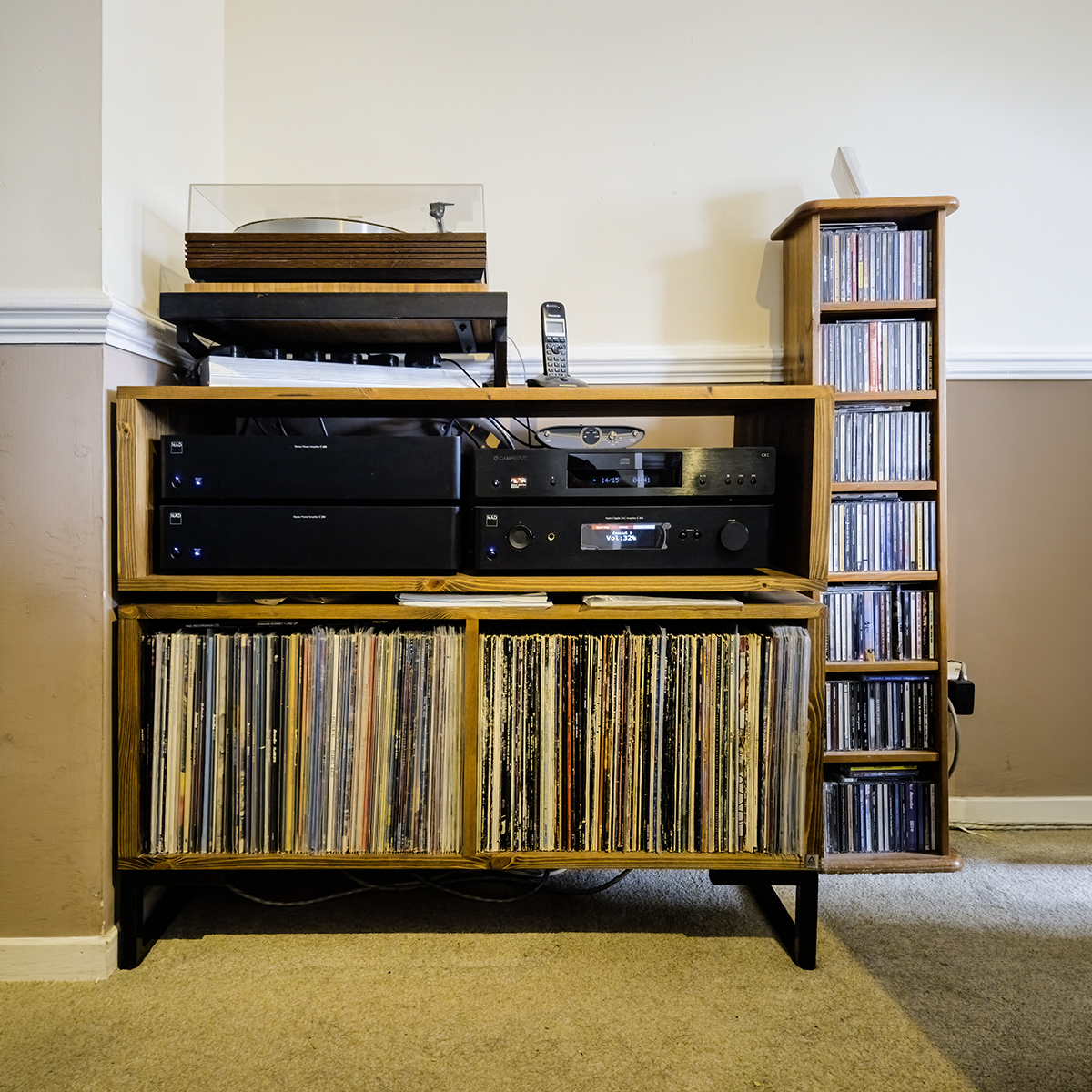 Vinyl Storage Cabinet with Floating Isolation Amp Shelf photo review