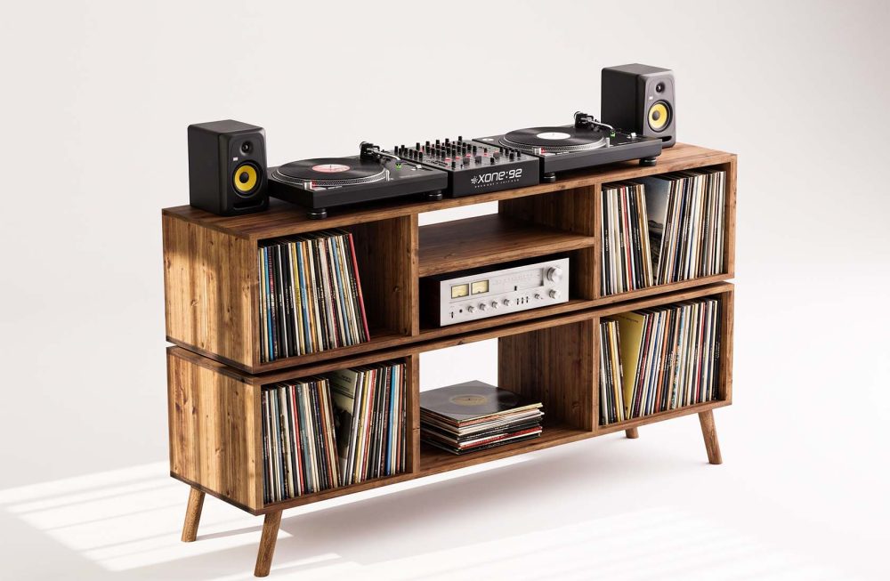 DJ Desk Vinyl Record Cabinet Mixing Booth