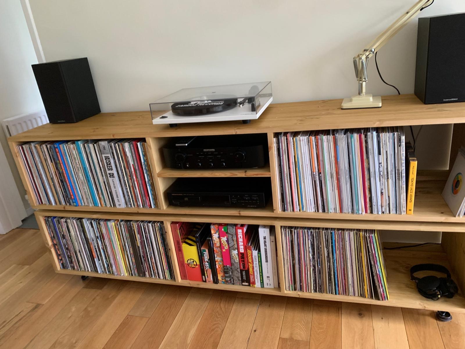 Two Tier DJ Vinyl Storage Cabinet With Component Shelf photo review