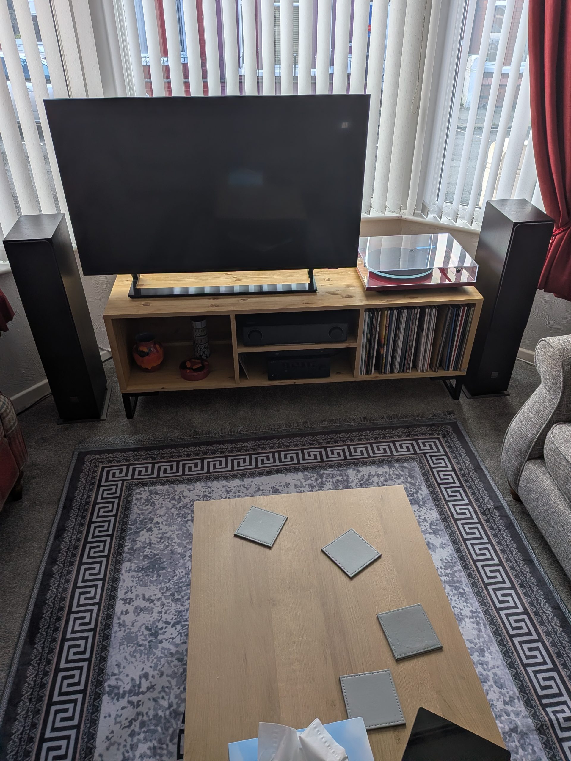 Vinyl Storage Cabinet / TV Media Sideboard with Amp & Component Shelf photo review