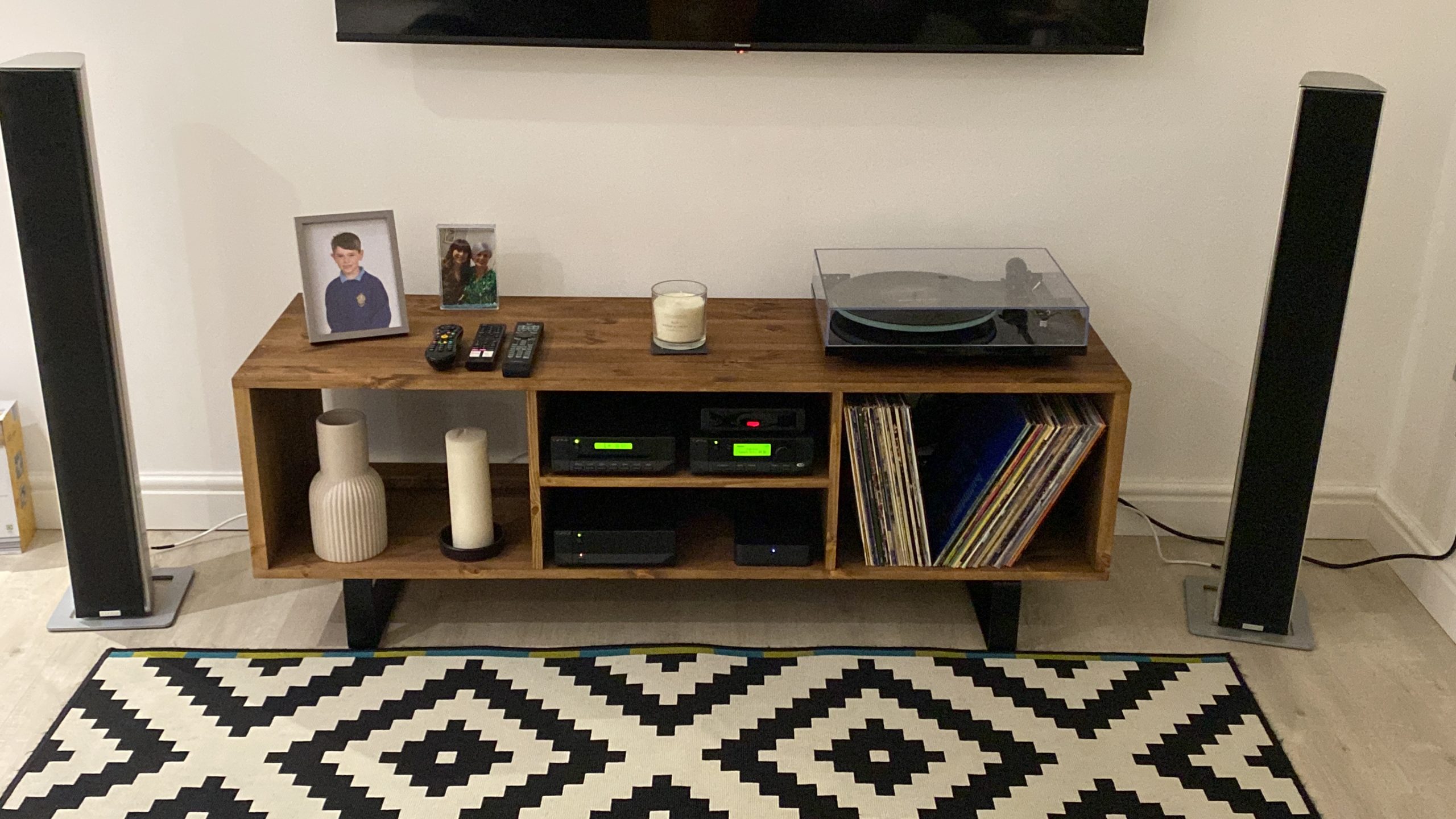 Vinyl Storage Cabinet / TV Media Sideboard with Amp & Component Shelf photo review