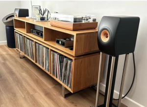 solid oak record storage cabinet vinyl hi fi rack