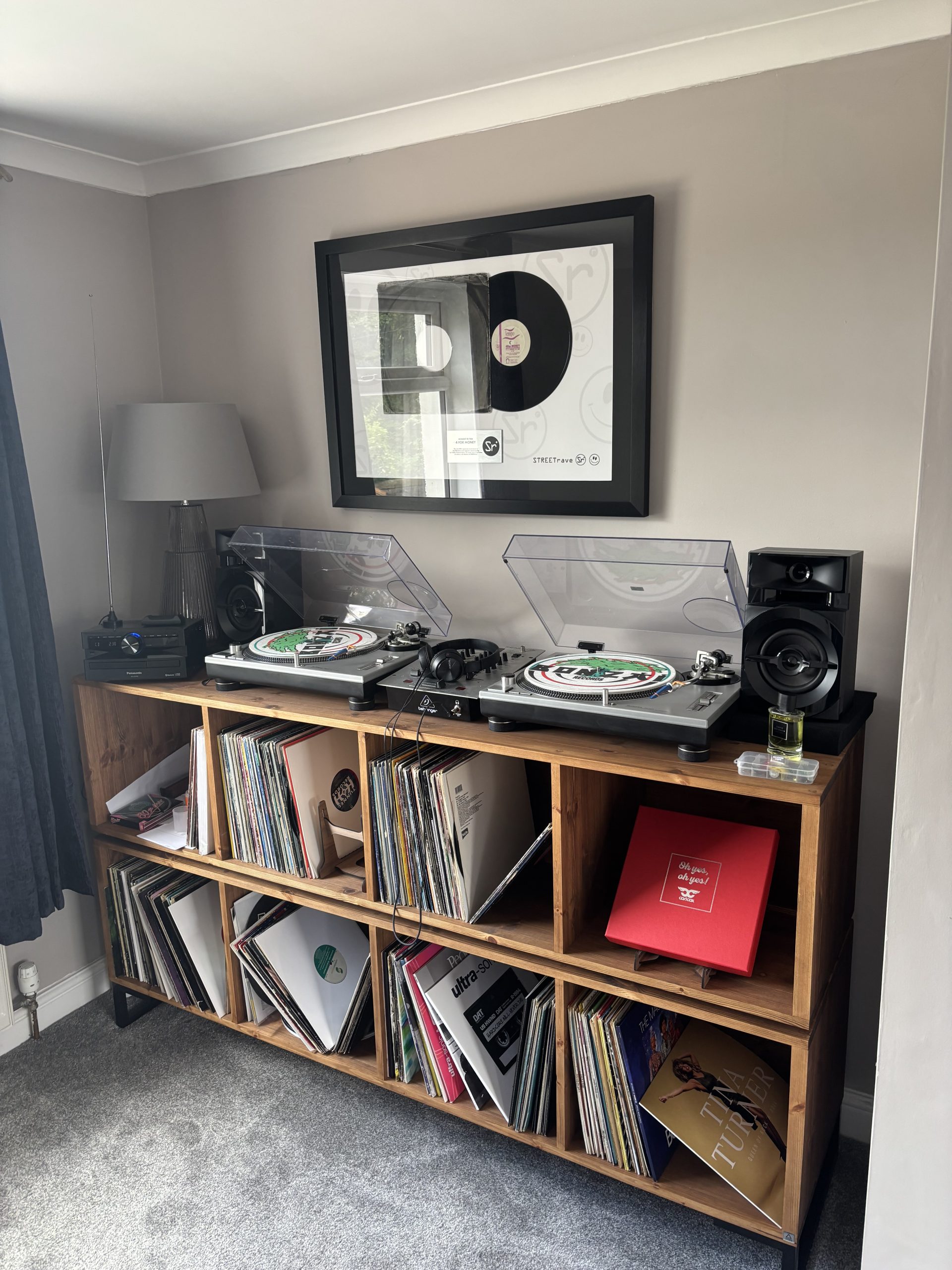 Click to view full screen Mรฅnga - Two Tier Vinyl Storage Cabinet for Collectors photo review