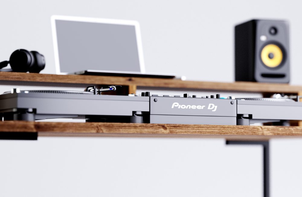 DJ Desk - Technics turntable dj mixing desk dark oak 2