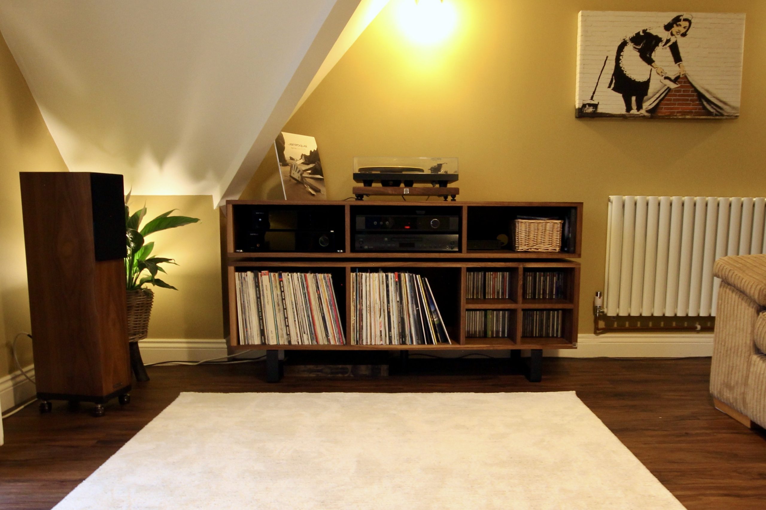 American Black Walnut Vinyl Storage Cabinet with Floating Isolation Amp Shelf photo review