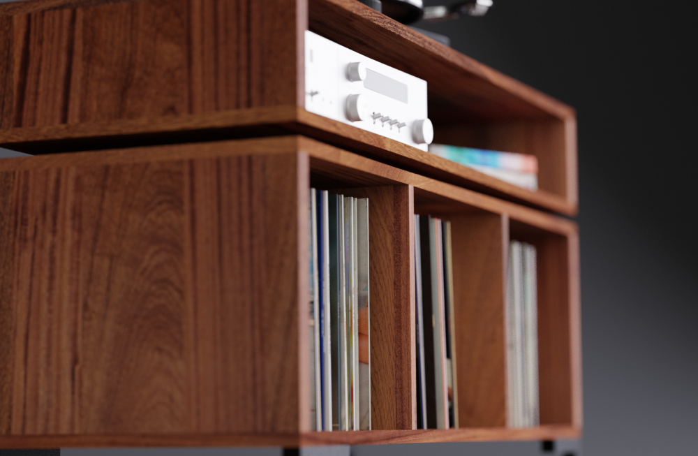 Sapele Mahogany Vinyl Record Storage Cabinet 3