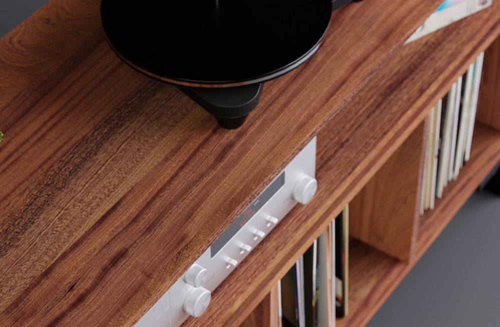Sapele Mahogany Vinyl Record Storage Cabinet 4