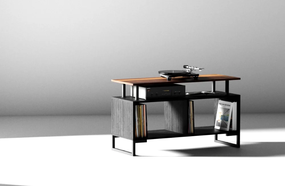 Store your records in style with the FUSION Series Walnut & Redwood Kolstad vinyl storage cabinet. Features an isolation deck for optimal audio performance.