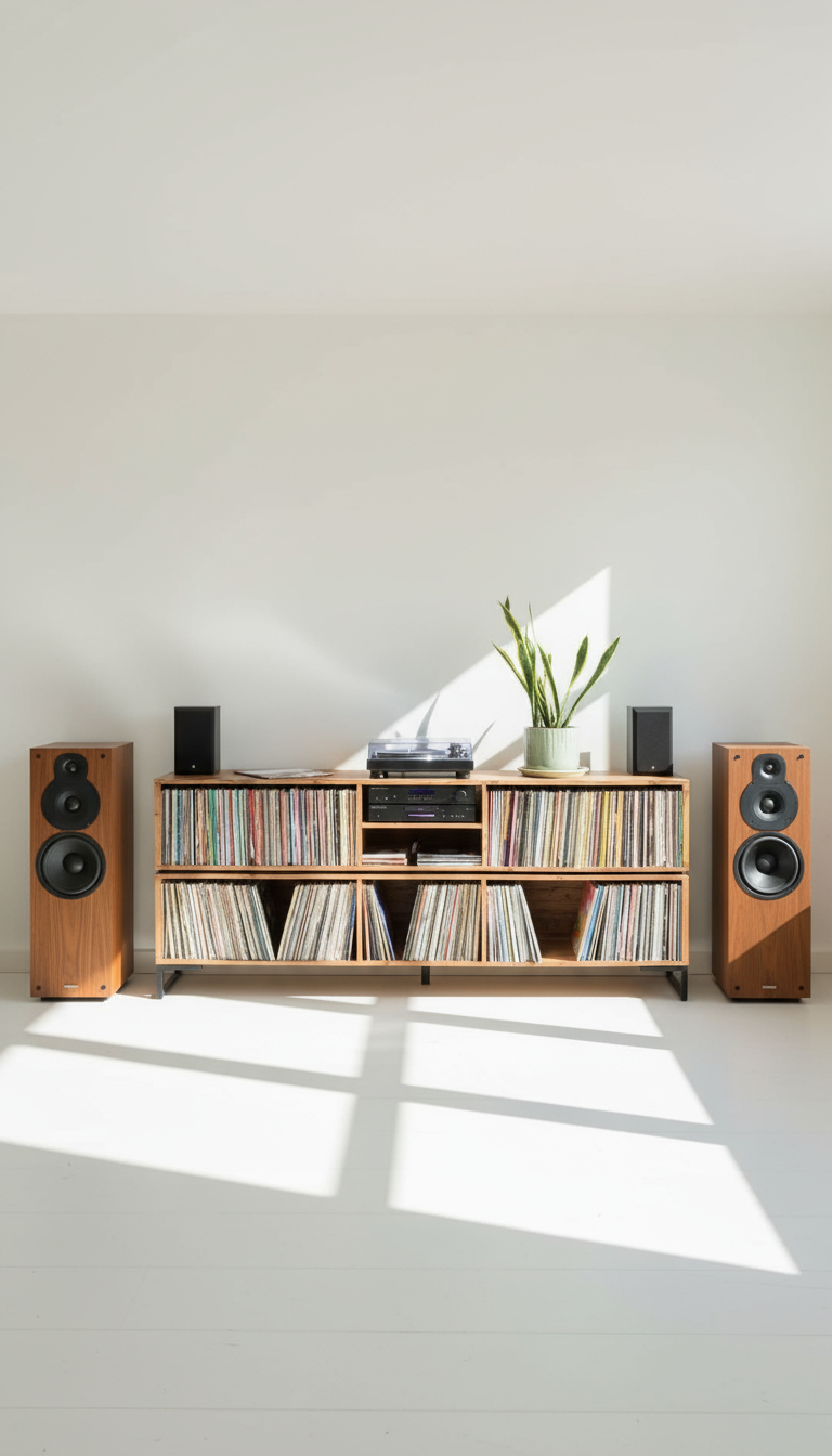 Two Tier DJ Vinyl Storage Cabinet With Component Shelf photo review