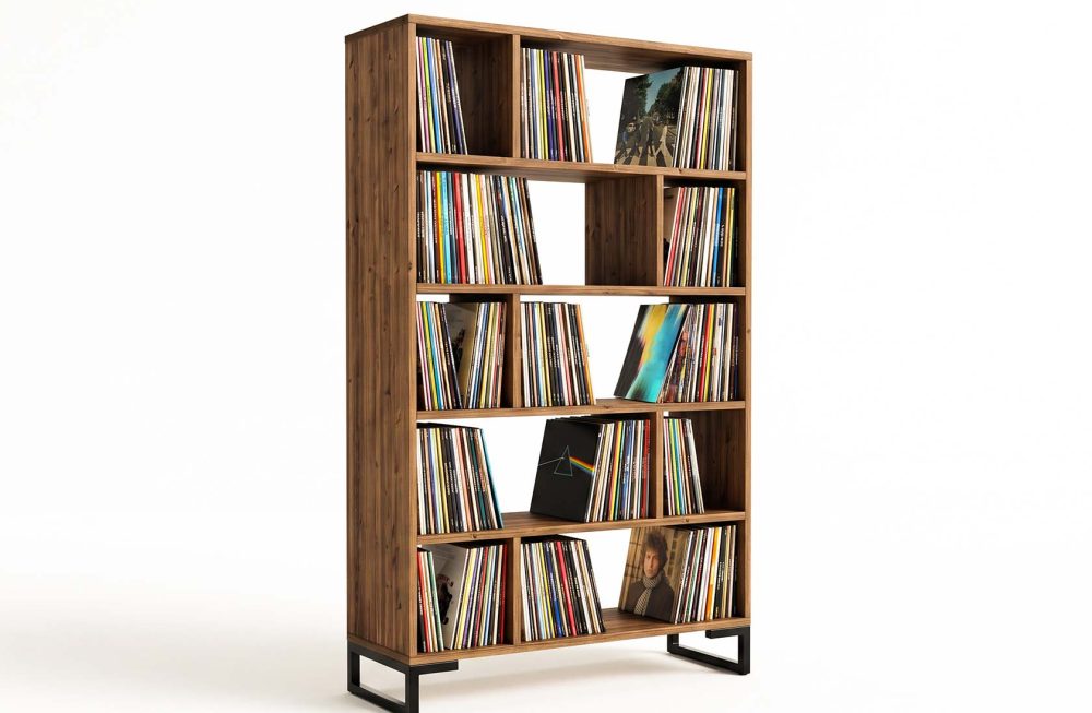 Tall alcove style 12" vinyl record storage cabinet for large collections