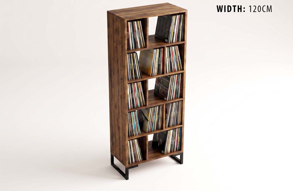 Tall alcove style vinyl record storage cabinet for large collections