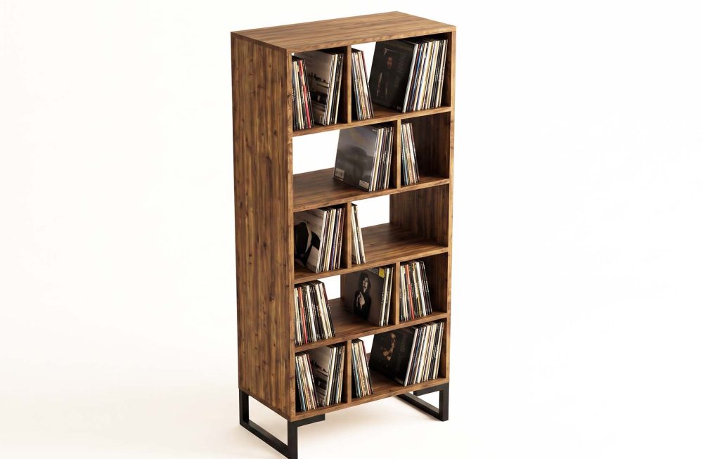 Tall alcove style 12" vinyl record storage cabinet for large collections